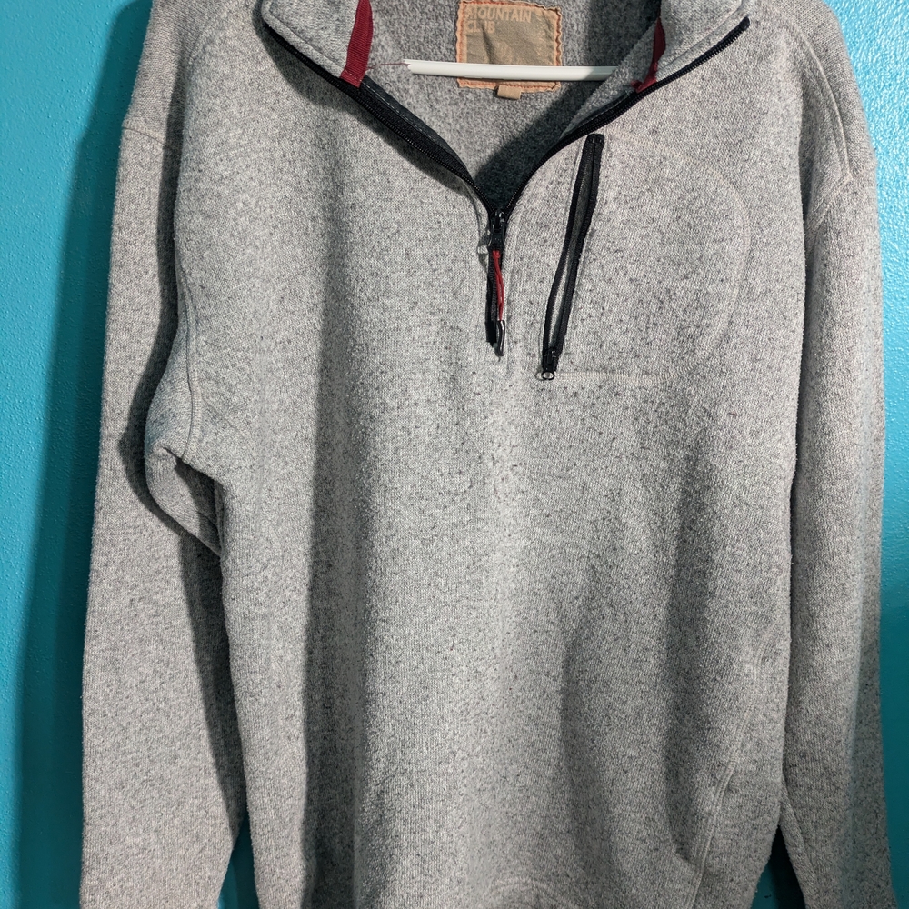 Men's Gray Quarter-Zip Fleece‎ Pullover Sweater
